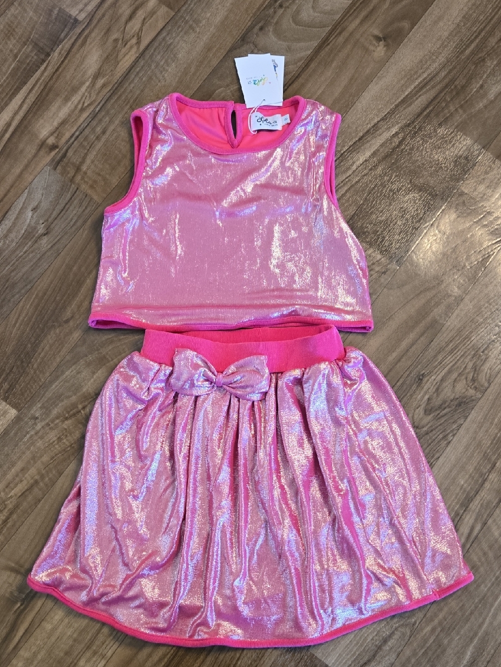 Lola + The Boys Shimmery Pink Two-Piece Dance Set